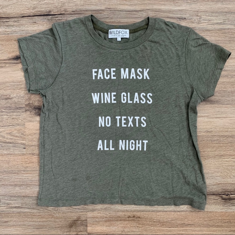 Wildfox Face Mask Wine Glass Graphic Tee Size L